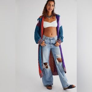 Knitted hearts on fire cardigan